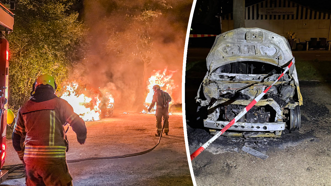 Auto en busje van Dordts café verwoest door vlammen, dader op beeld