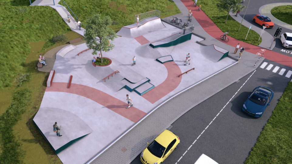 blauwdruk nieuw skatepark